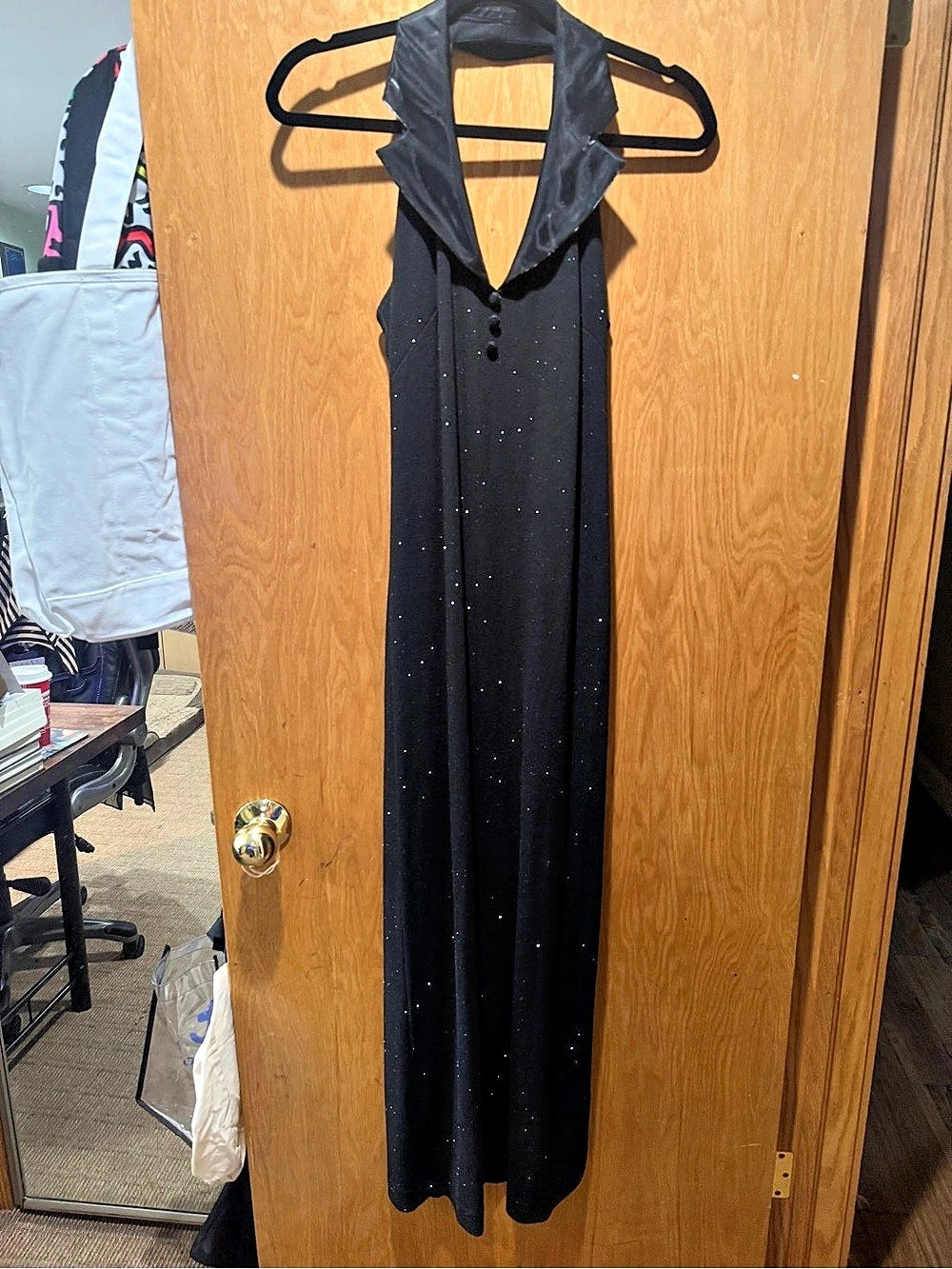 Alex Evenings Black tuxedo style Embellished Maxi Dress Size 10P